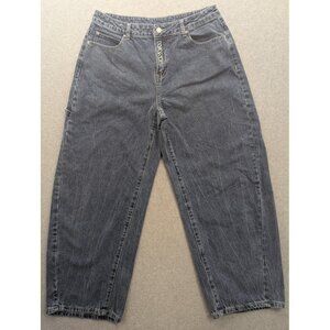 Wang Jeans Mens 32x28 Blue Gray Carpenter Relaxed Wide Leg Hammer Loop Denim